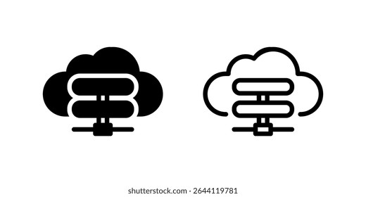 Icono moderno de almacenamiento en la nube que representa el alojamiento de datos, las redes de servidores y la gestión de información digital. Ideal para diseños de tecnología, computación y servicios en línea.