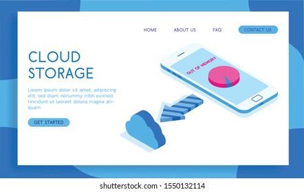 Modern cloud storage vector isometric illustration. 