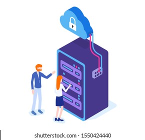 Modern cloud storage vector isometric illustration. 