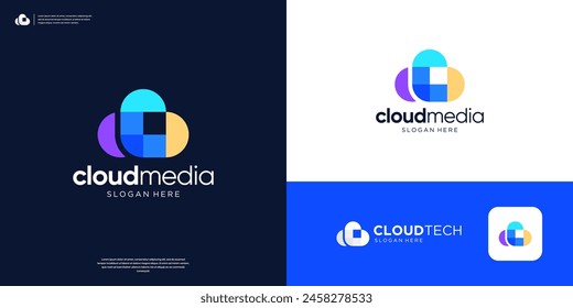 Moderne Cloud Tech farbenfrohe Logo Design App.