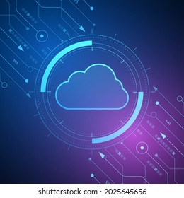 Tecnología moderna en la nube futurista, almacenamiento en línea, trabajo desde casa