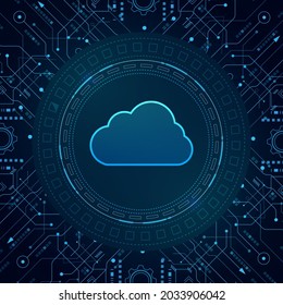 Modern cloud technology futuristic, online storage, work from home