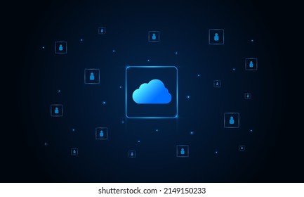 Modern cloud technology futuristic, online storage, work from home