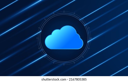 Tecnología moderna en la nube futurista, almacenamiento en línea, trabajo desde casa