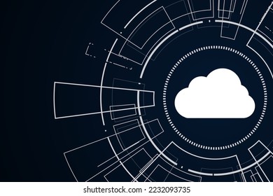 Tecnología moderna en la nube futurista, almacenamiento en línea, trabajo desde casa