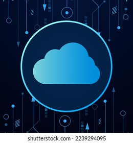 Tecnología moderna en la nube futurista, almacenamiento en línea, trabajo desde casa