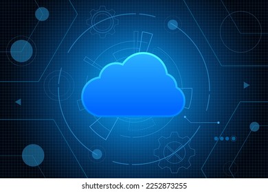 Tecnología moderna en la nube futurista, almacenamiento en línea, trabajo desde casa