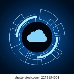 Tecnología moderna en la nube futurista, almacenamiento en línea, trabajo desde casa