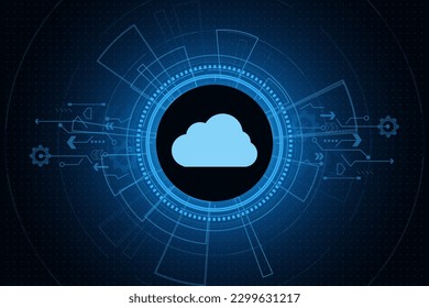 Tecnología moderna en la nube futurista, almacenamiento en línea, trabajo desde casa