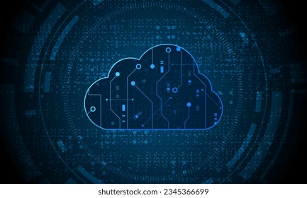 Tecnología moderna en la nube futurista, almacenamiento en línea, trabajo desde casa