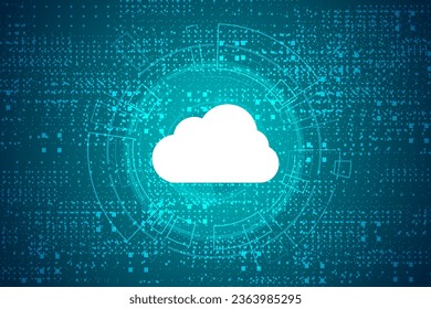 Tecnología moderna en la nube futurista, almacenamiento en línea, trabajo desde casa