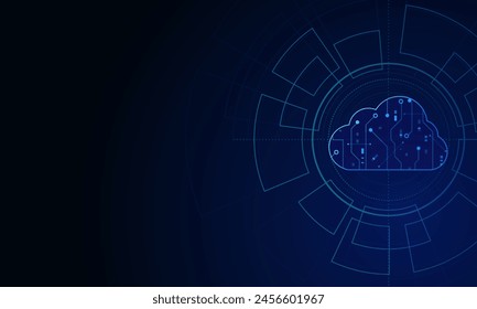 Tecnología de nube moderna futurista, almacenamiento en línea, trabajo desde casa	
