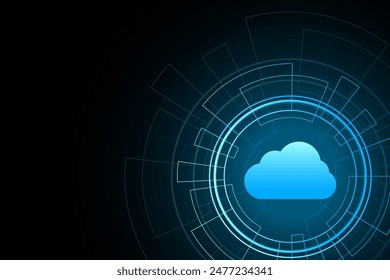 Tecnología de nube moderna futurista, almacenamiento en línea, trabajo desde casa	
