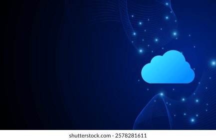 Modern cloud technology futuristic, online storage, work from home	

