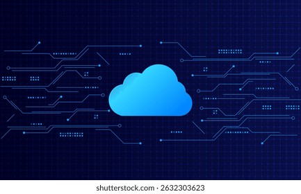 Tecnología de nube moderna, almacenamiento en línea futurista, trabajo desde casa	
