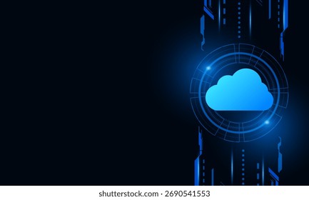 Tecnología de nube moderna, almacenamiento en línea futurista, trabajo desde casa	
