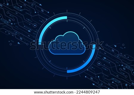 Modern cloud technology futuristic, online storage, work from home