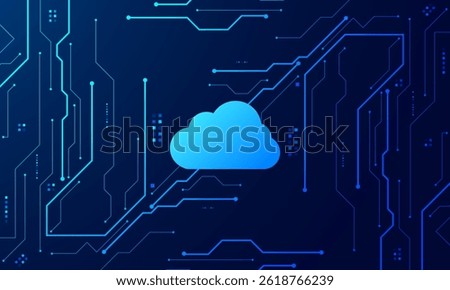 Modern cloud technology futuristic, online storage, work from home	

