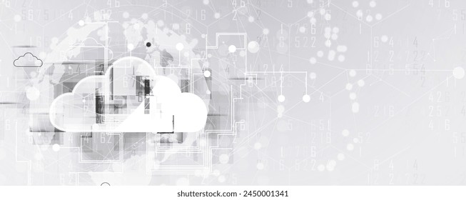 Moderne Cloud-Technologie. Integriertes Web-Konzept Hintergrund. Vektorgrafik.