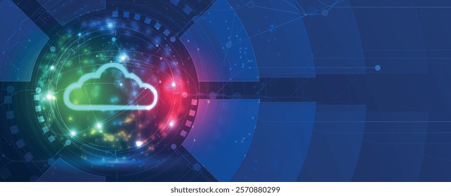 Modern cloud technology. Integrated digital web concept background