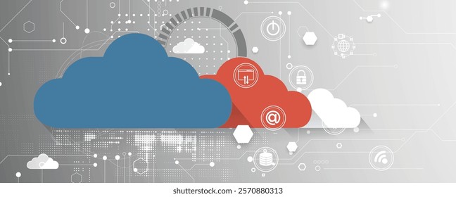 Modern cloud technology. Integrated digital web concept background