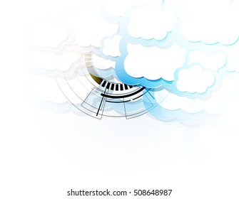 Modern cloud technology. Integrated digital web concept background