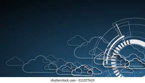 Modern cloud technology. Integrated digital web concept background