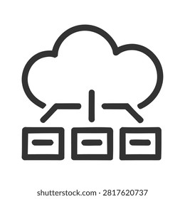 Modern cloud with three connected devices icon Vector, illustration
