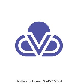 Logotipo de tecnologia moderna Cloud VC ou CV