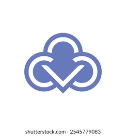 Logotipo de tecnologia moderna Cloud VC ou CV