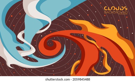 modern clouds like liquid space with stars hand drawn background wallpaper japanese anime inspired edition 12 of 20 yin yang red blue white orange