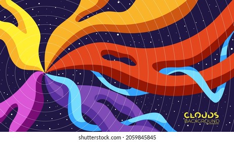 modern clouds like liquid space with stars hand drawn background wallpaper japanese anime inspired edition 11 of 20 colorfull