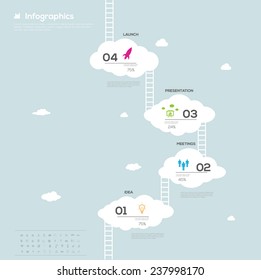 Modern clouds step by step infographics - vector illustration