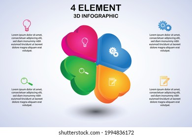 modern clover 3d infographic diagram with 4 element