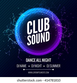 Modern Club Music Party Template, Dance Party Flyer, brochure Banner Poster. DJ background for electro sound