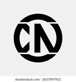 Modern CN or NC letter logo with a clean circle shape and minimal monogram style, perfect for branding, identity projects, and professional design template use.