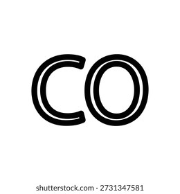 Design de vetor de logotipo moderno com estilo de arte de linha de traço duplo; tipografia minimalista abstrato inicial C e O para marca e identidade corporativa