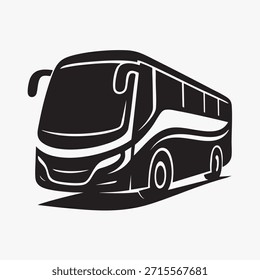 Icono moderno del autobús del coche – Vector blanco y negro audaz para la marca del viaje y el diseño del Transporte