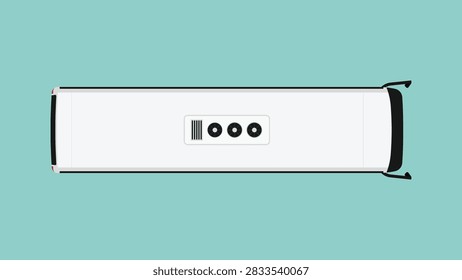 Modern coach bus top view with large passenger windows and luggage compartments for long distance travel and intercity transportation, vector flat illustration