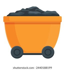 Modern coal cart icon cartoon vector. Wagon mining coal. Fuel rock energy