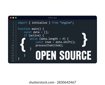 Modern Code Editor Interface Displaying Open Source Software Development and Programming Syntax