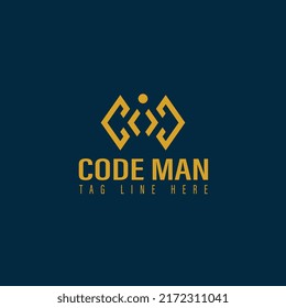 Modern Code Man And Coder Logo Design