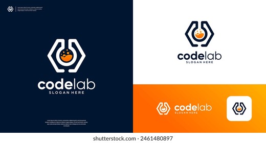 Modern coding lab logo design vector.