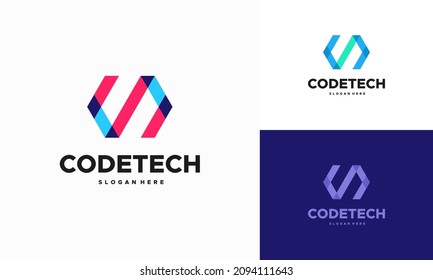 Modern Coding logo designs concept vector, Programmer Technology logo icon vector