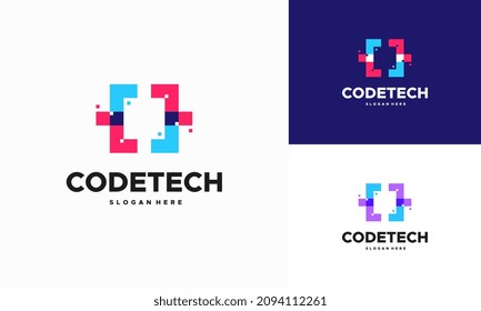 Modern Coding logo designs concept vector, Programmer Technology logo icon vector