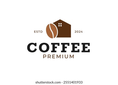 Modern coffee bean with house logo design template vector illustration