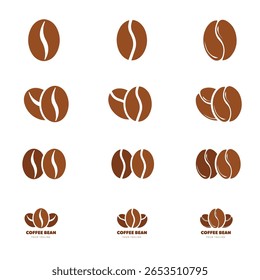Modern Coffee Beans Icon Signs Set. Caffeine Logo Symbol trend Design.