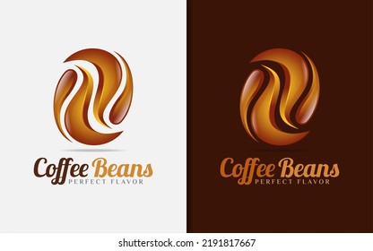Modernes Coffee Boans Logo-Design mit 3D-stylischem Konzept.