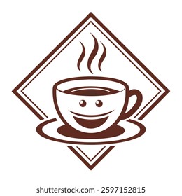 A modern coffee break symbol vector design, perfect for coffee lovers. This stylish illustration features a coffee cup and steam icon, ideal for web, print, and product designs.