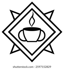 A modern coffee break symbol vector design, perfect for coffee lovers. This stylish illustration features a coffee cup and steam icon, ideal for web, print, and product designs.